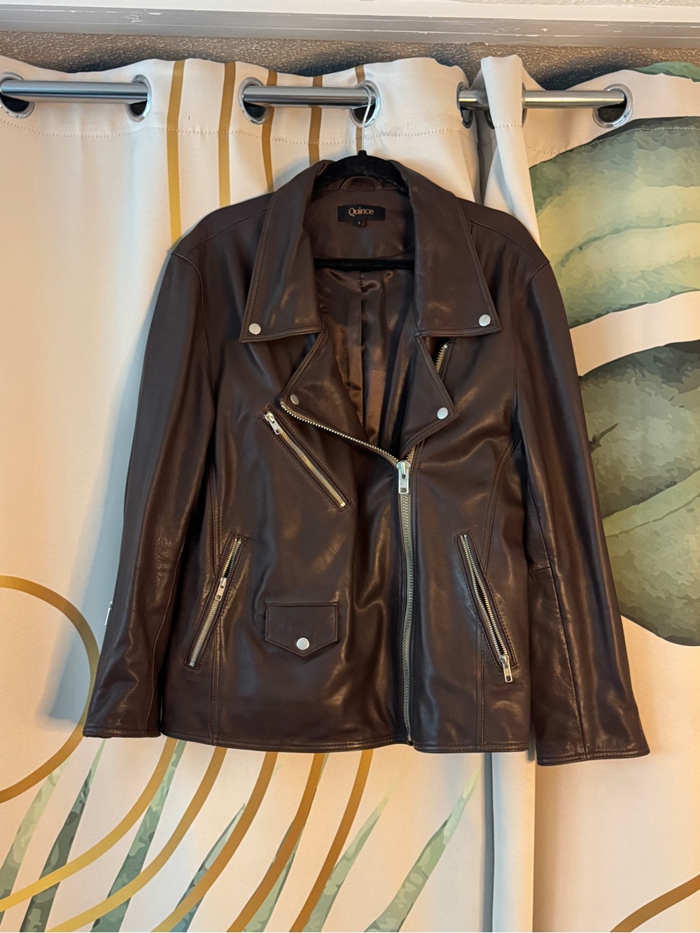 Quince Brown Leather RARE Moto Jacket